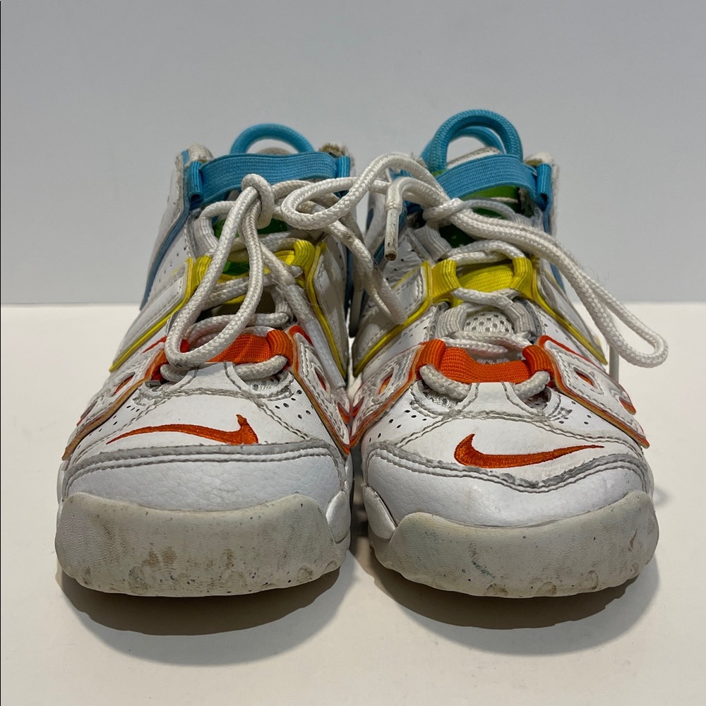 Nike Air More Uptempo BP White/Baltic Blue-Opti Yellow Toddler Size 12C Sneakers - Picture 4 of 10